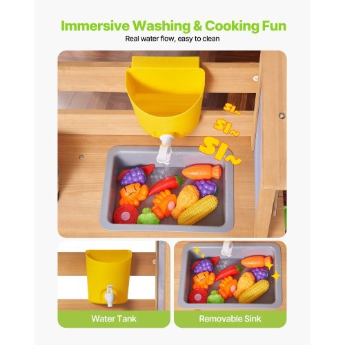 Mud Kitchen, Outdoor Mud Kitchen for Kids, Wood Outdoor Play Kitchens with Spoons, Sink, Tank, Sunshade Canopy, Shovels, Cookware Pots and Accessories, Wooden Play Kitchens for Home, Lawn LuxuryLifeWay Online Store