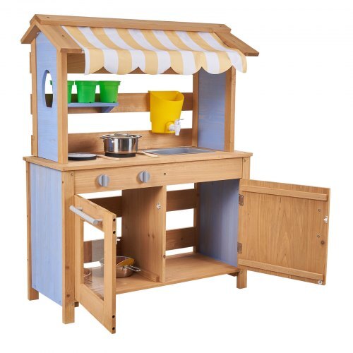 Mud Kitchen, Outdoor Mud Kitchen for Kids, Wood Outdoor Play Kitchens with Spoons, Sink, Tank, Sunshade Canopy, Shovels, Cookware Pots and Accessories, Wooden Play Kitchens for Home, Lawn LuxuryLifeWay Online Store