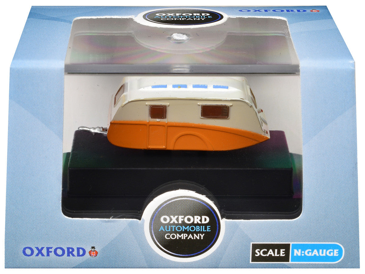 Caravan Trailer Cream and Orange 1/148 (N) Scale Diecast Model Car by Oxford Diecast LuxuryLifeWay Online Store