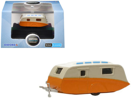 Caravan Trailer Cream and Orange 1/148 (N) Scale Diecast Model Car by Oxford Diecast LuxuryLifeWay Online Store