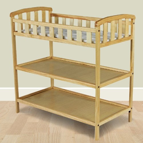 Natural Finish Wood Baby Furniture Changing Table with Safety Rail LuxuryLifeWay Online Store