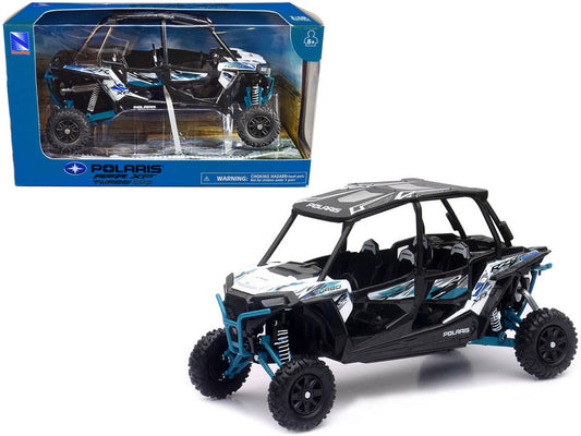 Polaris RZR XP 4 Turbo EPS Sport UTV Matt White Lightning with Graphics and Black Top 1/18 Diecast Model by New Ray LuxuryLifeWay Online Store