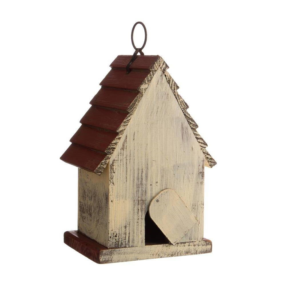 Outdoor A-Frame Solid Wood Bird House with Terracotta Color Slatted Roof LuxuryLifeWay Online Store