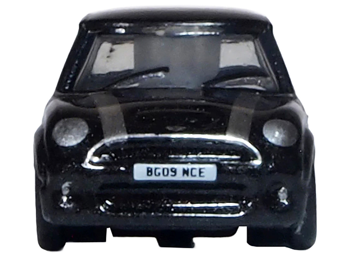 Mini Cooper S RHD (Right Hand Drive) Midnight Black with Silver Stripes 1/148 (N) Scale Diecast Model Car by Oxford Diecast LuxuryLifeWay Online Store