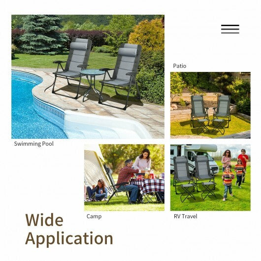 Set of 2 Patiojoy Patio Folding Dining Chair with Ottoman Set Recliner Adjustable-Gray LuxuryLifeWay Online Store