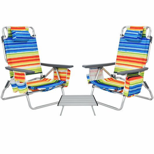 2 Packs 5-Position Outdoor Folding Backpack Beach Table Chair Reclining Chair Set-Yellow - Color: Yellow LuxuryLifeWay Online Store