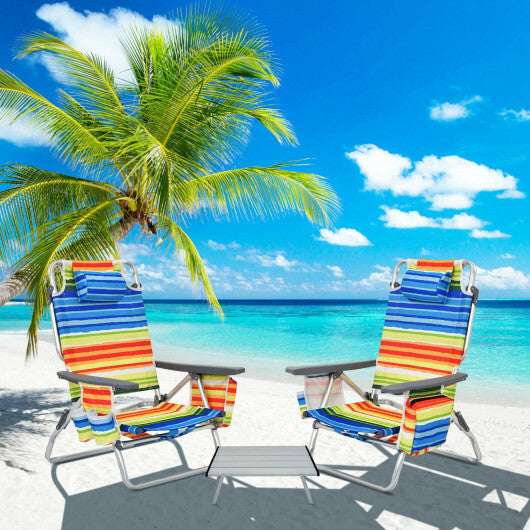 2 Packs 5-Position Outdoor Folding Backpack Beach Table Chair Reclining Chair Set-Yellow - Color: Yellow LuxuryLifeWay Online Store