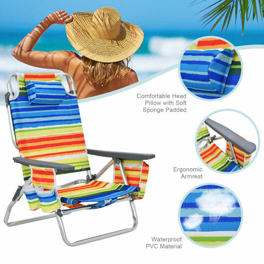 2 Packs 5-Position Outdoor Folding Backpack Beach Table Chair Reclining Chair Set-Yellow - Color: Yellow LuxuryLifeWay Online Store