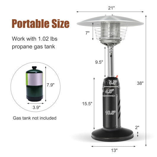 11 000 BTU Portable Tabletop Propane Patio Standing Heater-Black LuxuryLifeWay Online Store