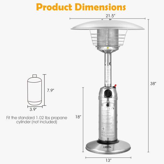 11 000 BTU Portable Tabletop Propane Patio Standing Heater-Black LuxuryLifeWay Online Store