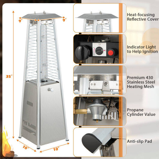 10000 BTU Portable Stainless Steel Tabletop Patio Heater with Glass Tube LuxuryLifeWay Online Store