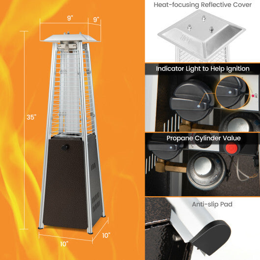 10000 BTU Portable Steel Tabletop Patio Heater with Glass Tube LuxuryLifeWay Online Store