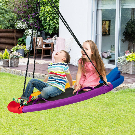 40 inch Saucer Tree Outdoor Round Platform Swing with Pillow and Handle-Multicolor LuxuryLifeWay Online Store