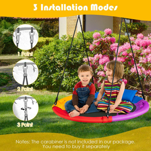 40 inch Saucer Tree Outdoor Round Platform Swing with Pillow and Handle-Multicolor LuxuryLifeWay Online Store