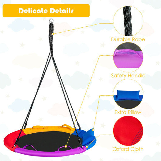 40 inch Saucer Tree Outdoor Round Platform Swing with Pillow and Handle-Multicolor LuxuryLifeWay Online Store