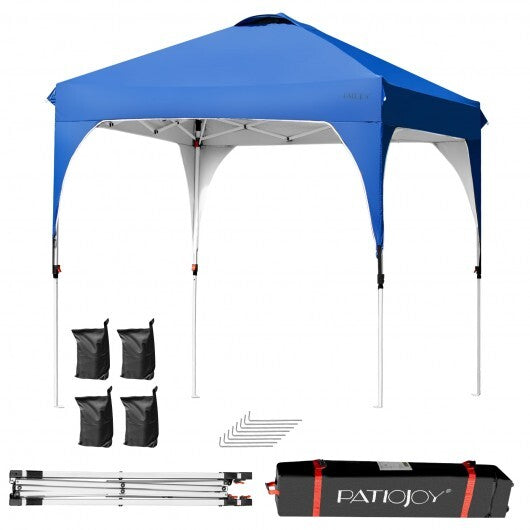 6.6 x 6.6 Feet Outdoor Pop Up Height Adjustable Canopy Tent with Roller Bag-Blue LuxuryLifeWay Online Store