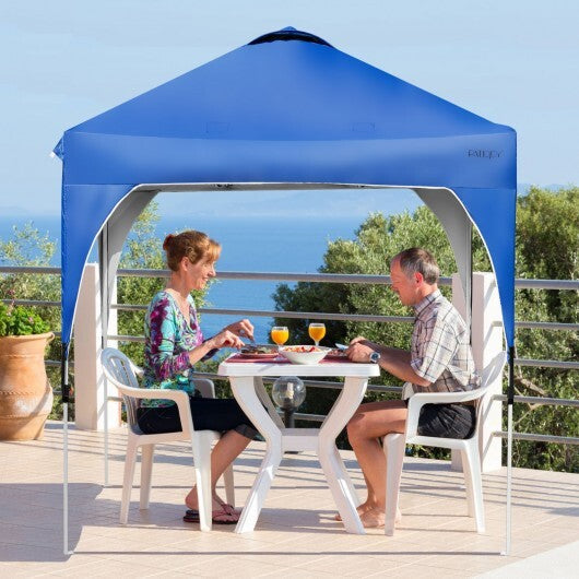 6.6 x 6.6 Feet Outdoor Pop Up Height Adjustable Canopy Tent with Roller Bag-Blue LuxuryLifeWay Online Store