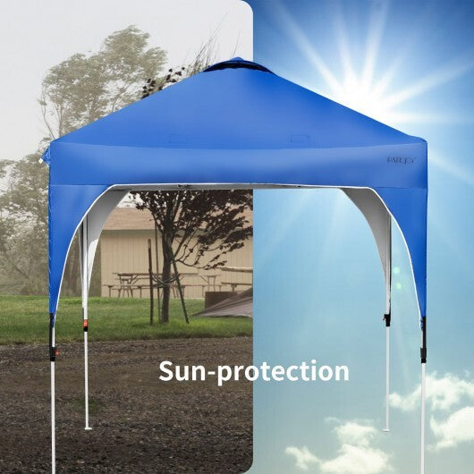 6.6 x 6.6 Feet Outdoor Pop Up Height Adjustable Canopy Tent with Roller Bag-Blue LuxuryLifeWay Online Store
