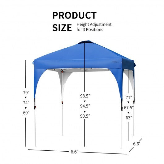 6.6 x 6.6 Feet Outdoor Pop Up Height Adjustable Canopy Tent with Roller Bag-Blue LuxuryLifeWay Online Store