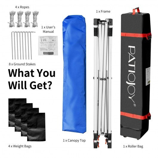 6.6 x 6.6 Feet Outdoor Pop Up Height Adjustable Canopy Tent with Roller Bag-Blue LuxuryLifeWay Online Store