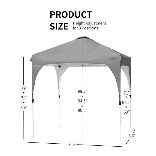 6.6 x 6.6 Feet Outdoor Pop Up Height Adjustable Canopy Tent with Roller Bag-Blue LuxuryLifeWay Online Store