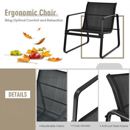 3 Pieces Patio Bistro Furniture Set with Glass Top Table Garden Deck-Black LuxuryLifeWay Online Store