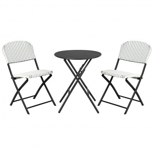 3 Pieces Patio Rattan Bistro Set with Round Dining Table and 2 Chairs LuxuryLifeWay Online Store