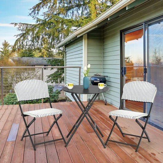 3 Pieces Patio Rattan Bistro Set with Round Dining Table and 2 Chairs LuxuryLifeWay Online Store