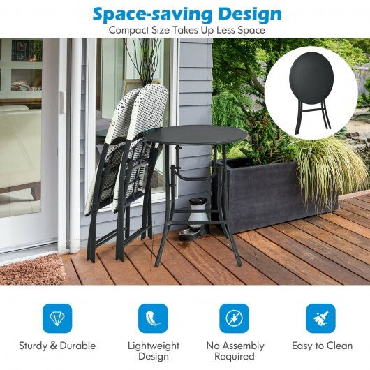 3 Pieces Patio Rattan Bistro Set with Round Dining Table and 2 Chairs LuxuryLifeWay Online Store