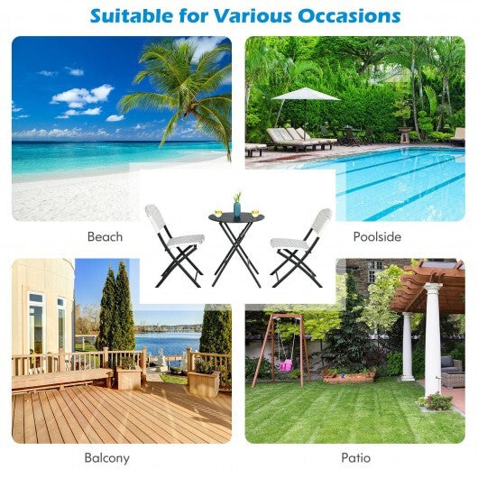 3 Pieces Patio Rattan Bistro Set with Round Dining Table and 2 Chairs LuxuryLifeWay Online Store