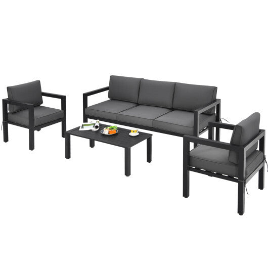 4 Pieces Outdoor Furniture Set for Backyard and Poolside-Gray LuxuryLifeWay Online Store