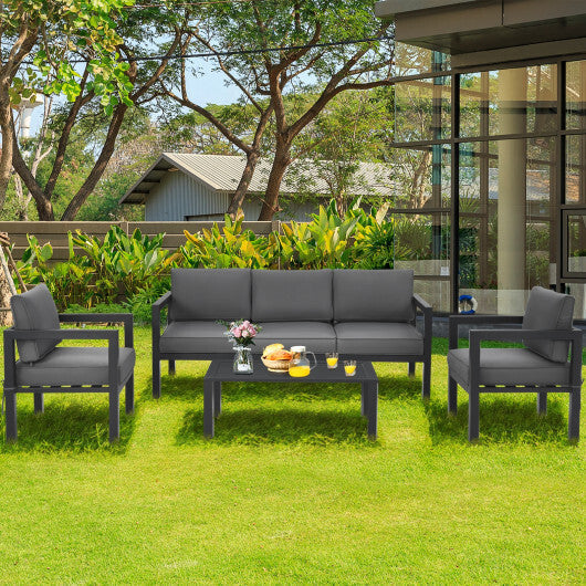 4 Pieces Outdoor Furniture Set for Backyard and Poolside-Gray LuxuryLifeWay Online Store