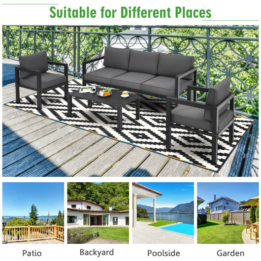 4 Pieces Outdoor Furniture Set for Backyard and Poolside-Gray LuxuryLifeWay Online Store