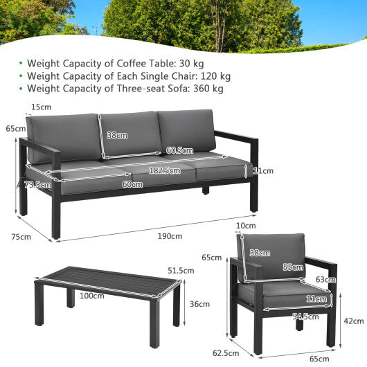 4 Pieces Outdoor Furniture Set for Backyard and Poolside-Gray LuxuryLifeWay Online Store