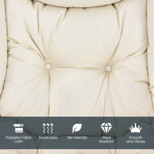 Modern Polyester Fabric Lazy Chair with Steel Frame and Side Pocket-Beige LuxuryLifeWay Online Store
