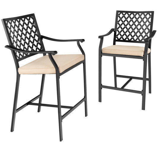2 Pieces Patio Bar Stool with Height Cushion and Armrest LuxuryLifeWay Online Store