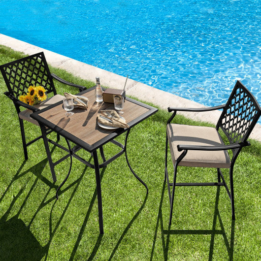 2 Pieces Patio Bar Stool with Height Cushion and Armrest LuxuryLifeWay Online Store