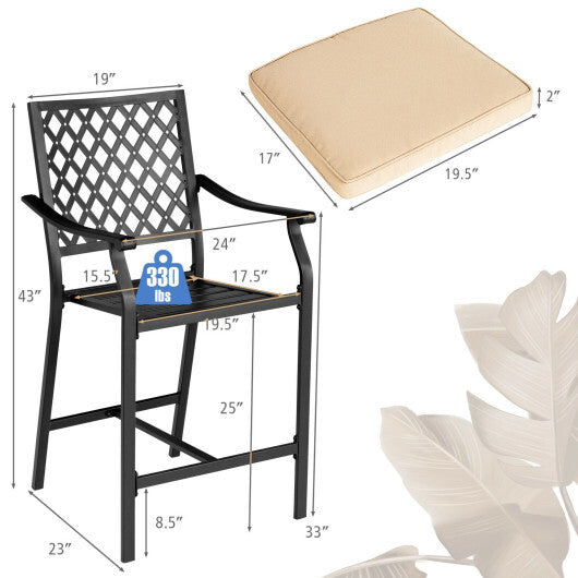2 Pieces Patio Bar Stool with Height Cushion and Armrest LuxuryLifeWay Online Store