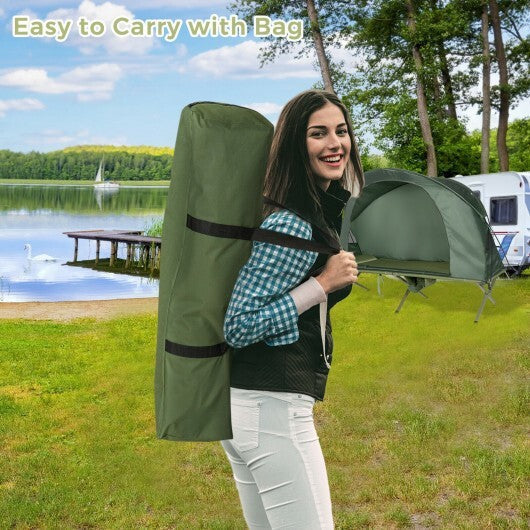 Cot Elevated Compact Tent Set with External Cover-Green LuxuryLifeWay Online Store