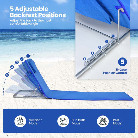 3 Pieces Beach Lounge Chair Mat Set 2 Adjustable Lounge Chairs with Table Stripe-Stripe LuxuryLifeWay Online Store