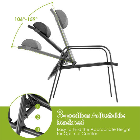 3 Pieces Patio Bistro Furniture Set with Adjustable Backrest-Black LuxuryLifeWay Online Store
