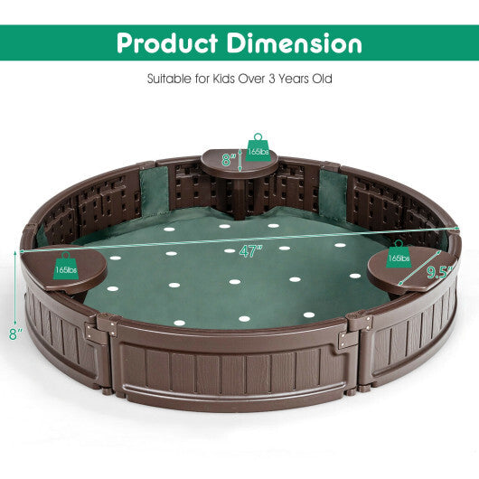 Sandbox with Built-in Corner Seat and Cover-Brown LuxuryLifeWay Online Store