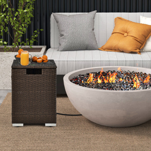2-in-1 Patio Rattan Gas Propane Tank Cover for 20 lbs Propane Tanks-Black LuxuryLifeWay Online Store