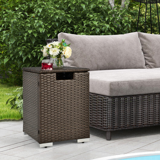 2-in-1 Patio Rattan Gas Propane Tank Cover for 20 lbs Propane Tanks-Black LuxuryLifeWay Online Store