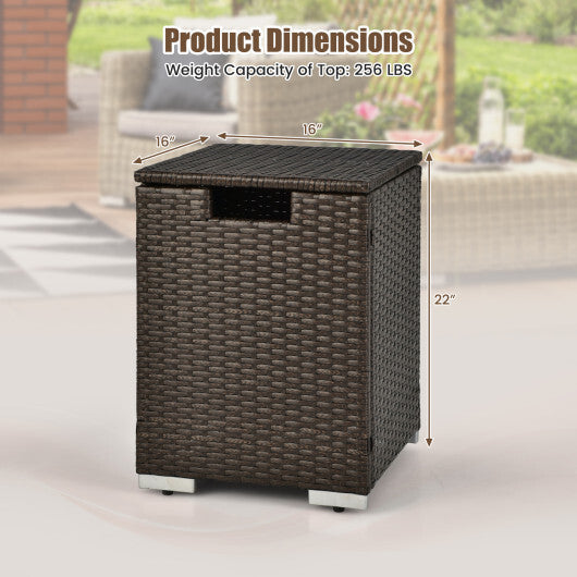 2-in-1 Patio Rattan Gas Propane Tank Cover for 20 lbs Propane Tanks-Black LuxuryLifeWay Online Store