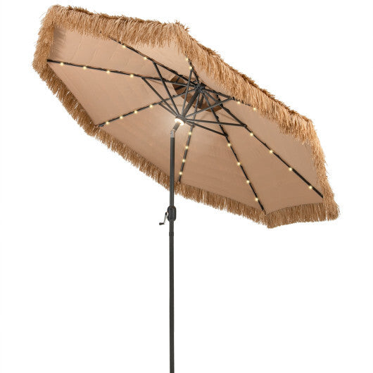 10 Feet Hawaiian Style Solar Lighted Thatched Tiki Patio Umbrella LuxuryLifeWay Online Store