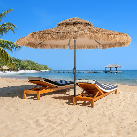 10 Feet Hawaiian Style Solar Lighted Thatched Tiki Patio Umbrella LuxuryLifeWay Online Store