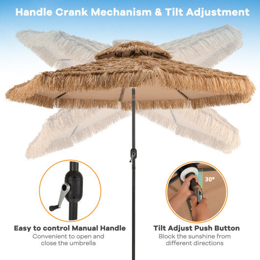 10 Feet Hawaiian Style Solar Lighted Thatched Tiki Patio Umbrella LuxuryLifeWay Online Store