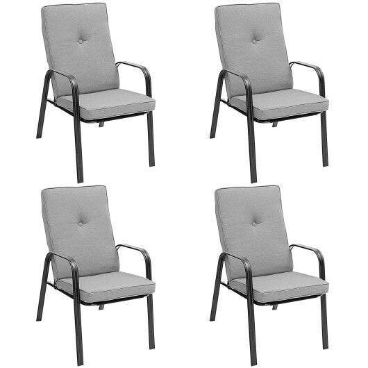 4 Patio Dining Stackable Chairs Set with High-Back Cushions LuxuryLifeWay Online Store