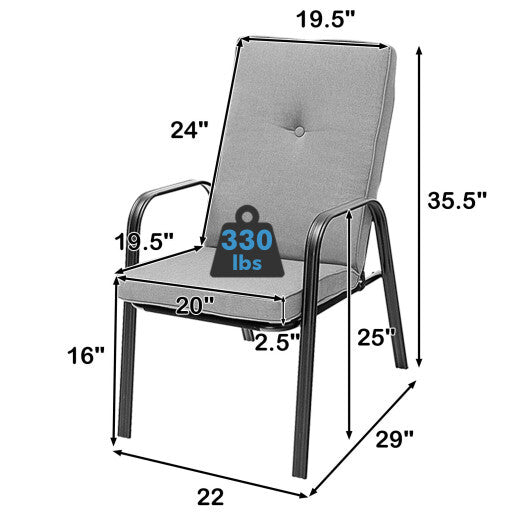 4 Patio Dining Stackable Chairs Set with High-Back Cushions LuxuryLifeWay Online Store